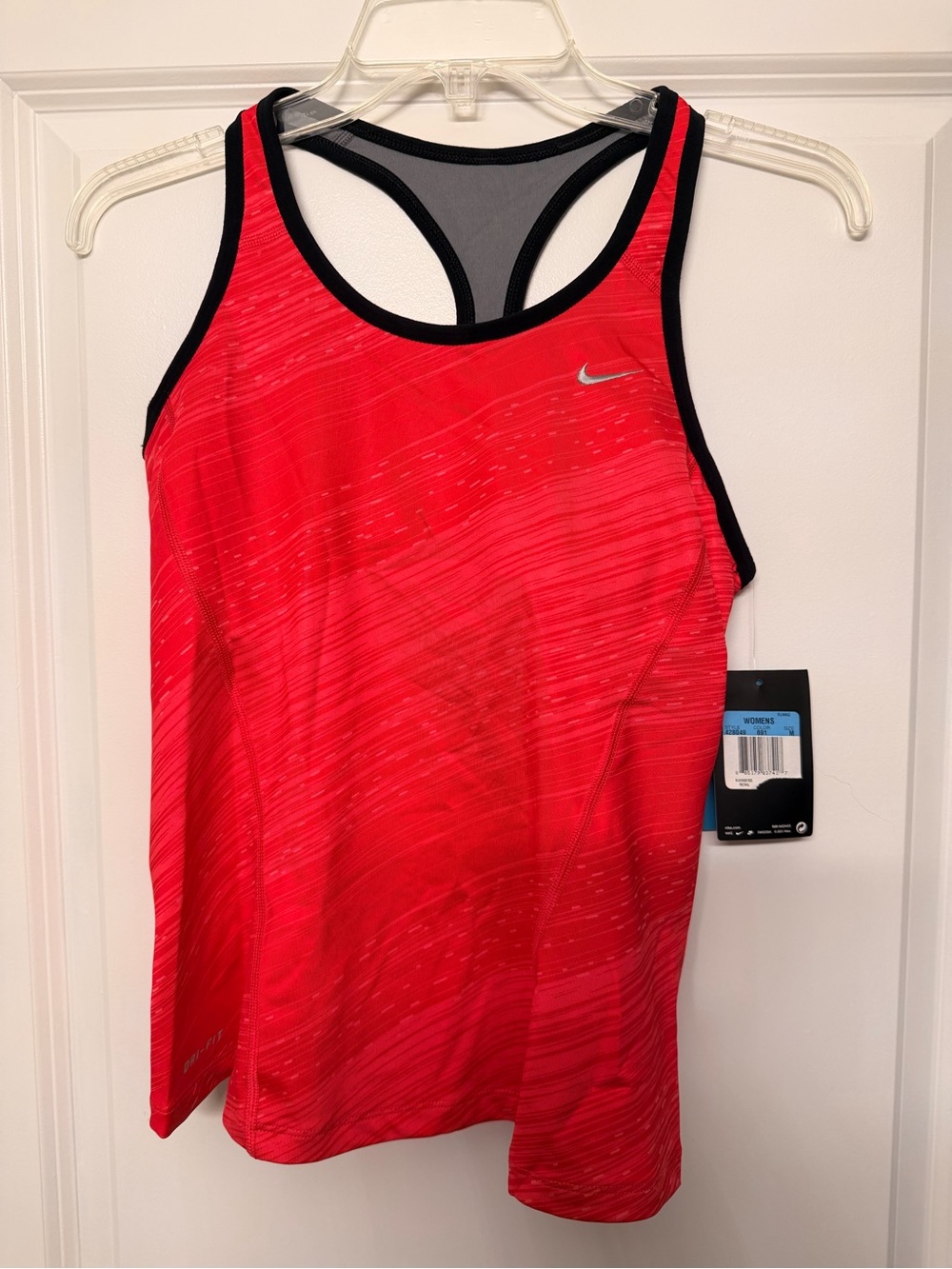 Nike Women’s Red Racerback Long Tank with Black Trim and Sports Bra